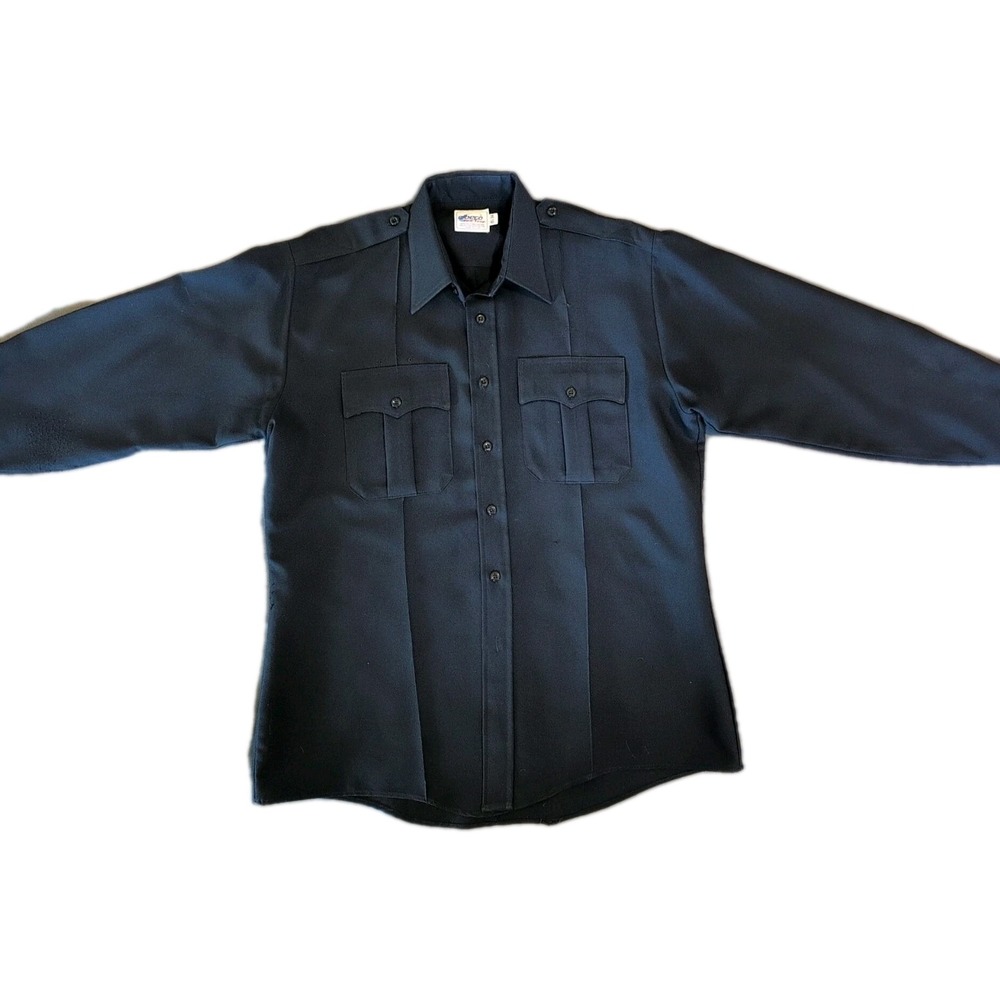 Elbeco Police Fire Duty Long Sleeve Uniform Shirt Navy Blue 16.5 34 Tex-Trop